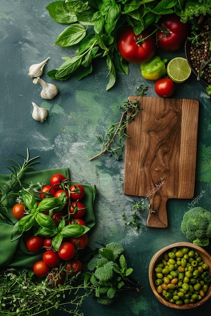 Ingredientes frescos en mesa