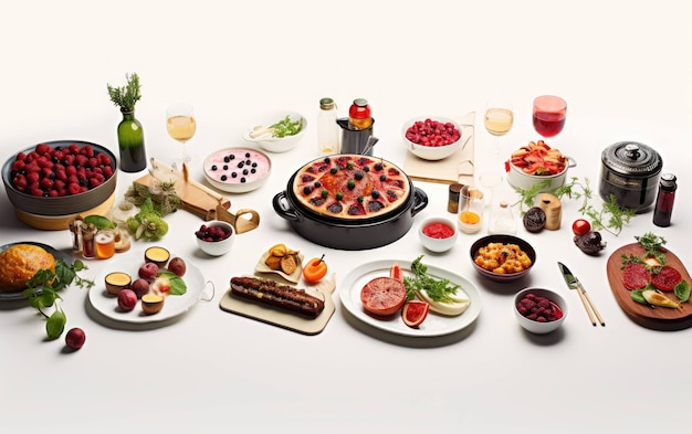 Mesa con varias recetas servidas